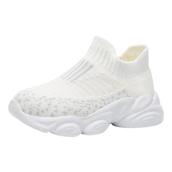 Splozh Girls Volleyball Shoes Boys Girls Breathable Mesh Knit Sports Shoes Casual Lightweight Sports Running Tennis Shoes White,US 11