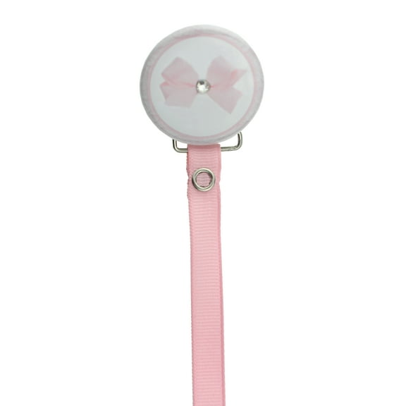 Pink Bow with Crystal Pacifier Clip