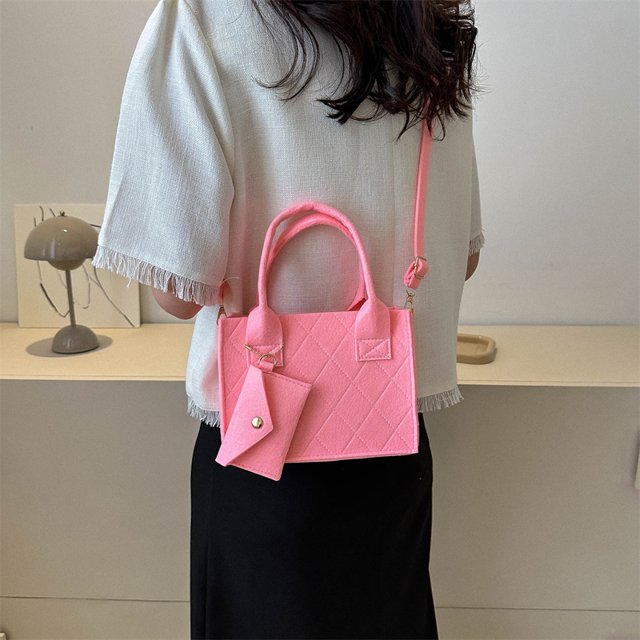 Bolso de mano para mujer Bolso de compras de fieltro informal Bolso bandolera (rosa)