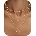 thumbnail image 2 of SKQIT 3Pcs Dainty Layered Gold Necklaces for Women - Paperclip Pearl Choker Necklace Stack Set Trendy Simple Layering Chain Pendant Jewelry Non Tarnish Waterproof Gifts, 2 of 9