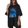 thumbnail image 4 of Plus Size Shirt for Women Oversized Black Tops for Women Short Sleeves Shirt for Women Elephant And Sky T Shirt Crewneck Shirt for Women M, 4 of 5