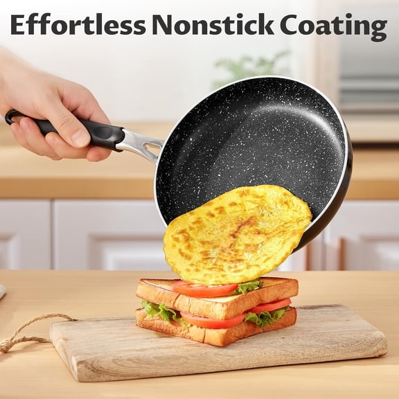 Induction Pots and Pans 5 Piece, Stay-Cool Handle Nonstick Pots and Pans Set, Dishwasher Safe Kitchen Cooking Pan, Non Stick Pans for induction Cooktop, Suitable for All Stovetops, Black