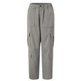 thumbnail image 6 of adviicd Women's High Waist Cargo Pants - Elastic Wide Leg Trousers with Pockets for Hiking Street Style (Light Gray, XXL), 6 of 7