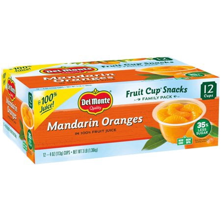(24 Cups) Del Monte Fruit Cup Snacks Mandarin Oranges, 4 oz