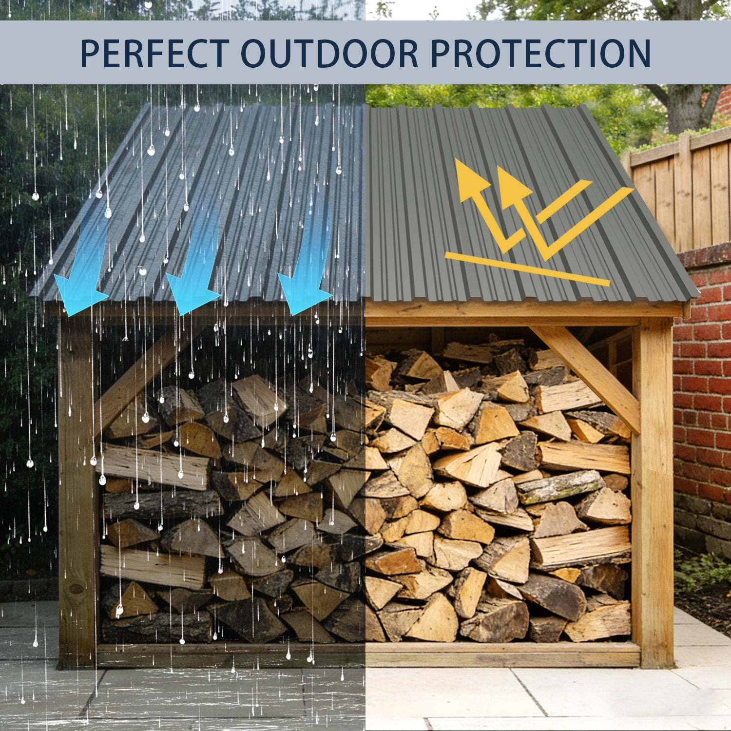 Roof Sheet, Waterproof Galvanized Steel Panel for Outdoor Garden Shelter Construction, Grey