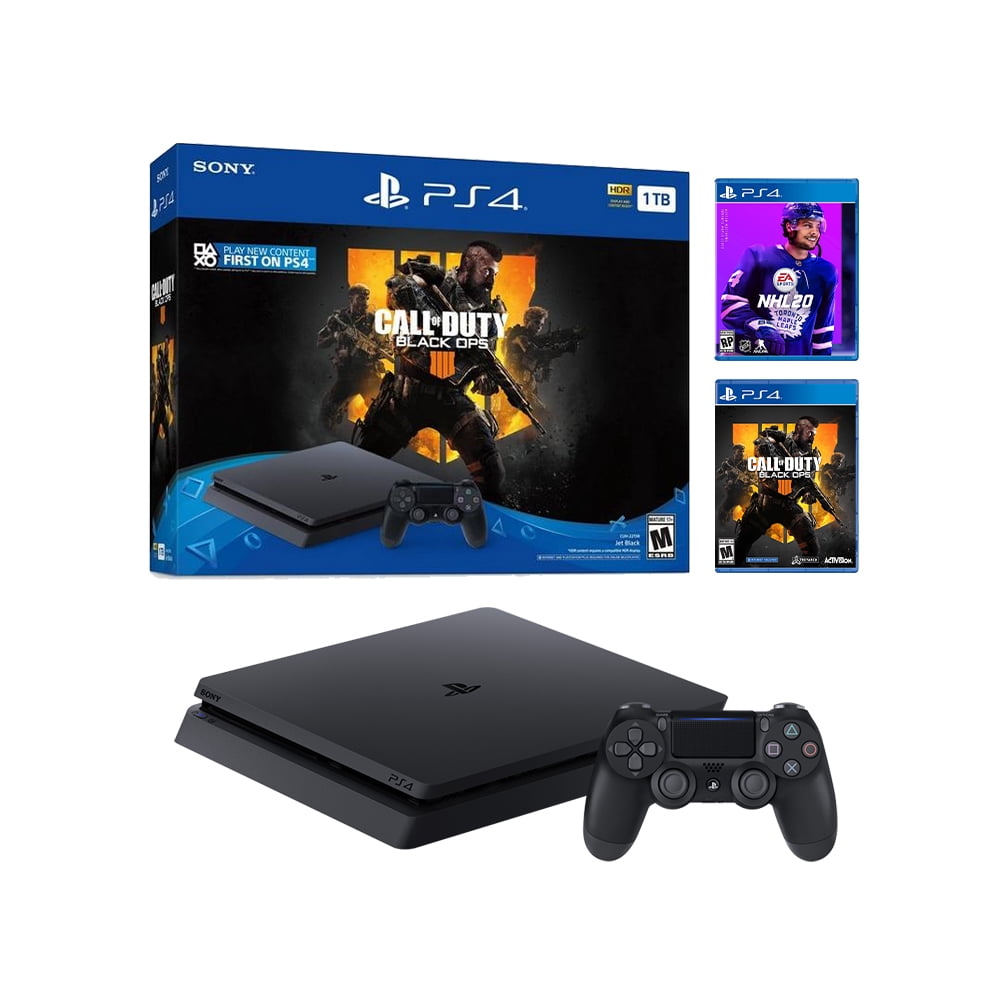 4 Slim 1TB Jet Black Call of Duty Black Ops 4 Bundle With 20 - 2019 New PS4 Game! - Walmart.com