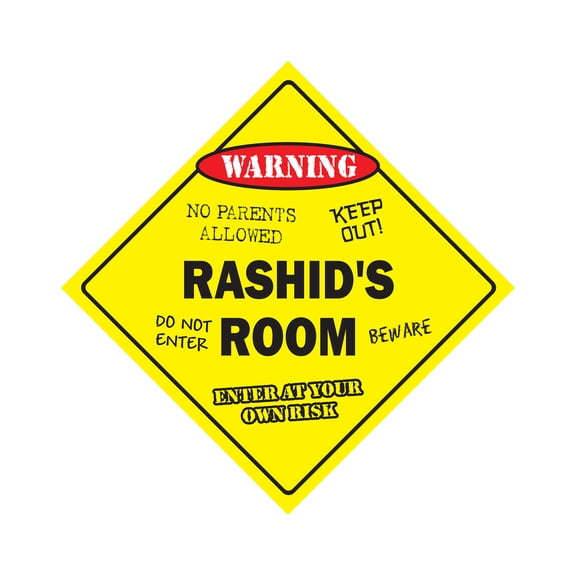 Rashid's Room Sign Crossing Zone Xing | Indoor/Outdoor | 14" Tall kids bedroom decor door children's name boy girl