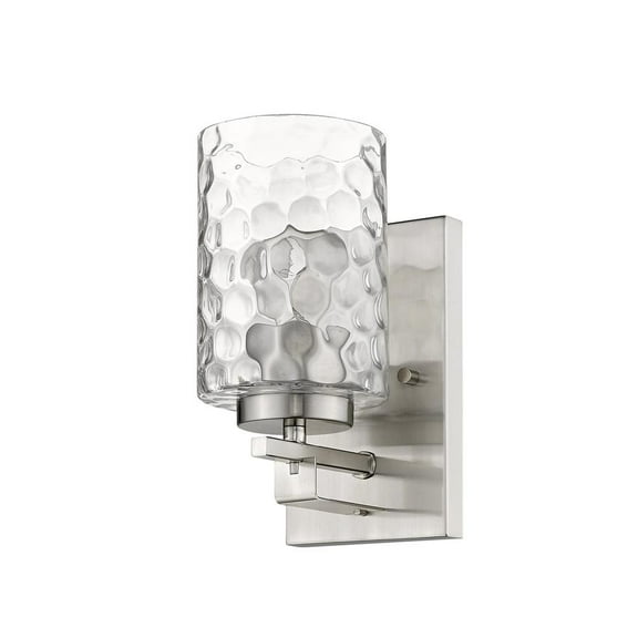 HomeRoots Silver Metal and Pebbled Glass Wall Sconce