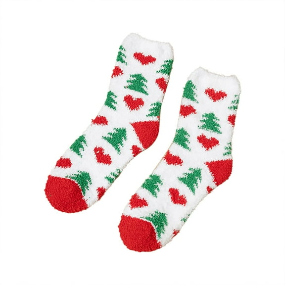 Tiqkatyck Ankle Socks Clearance, Women's 2 Pairs Christmas Stockings Christmas Tree Mid Calf Socks Santa Coral Velvet Christmas Socks Crew Socks for Women No Show Socks Womens Beige One Size