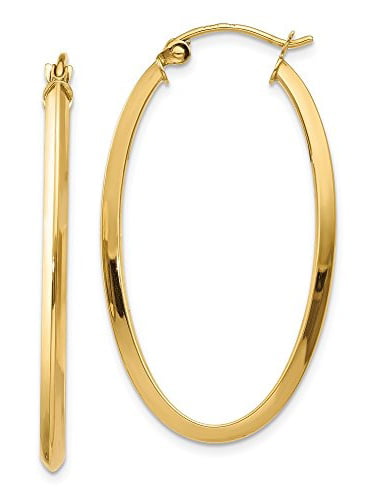 Mia Diamonds 14k White Gold Polished 3.75mm Oval Tube Hoop Earrings