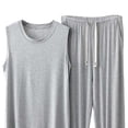 thumbnail image 4 of Men's Modal Sleepwear Sets Sleeveless Tank Top with Matching Pajama Pants Soft Comfortable Loungewear for Big Men Size 5XL Silver, 4 of 5