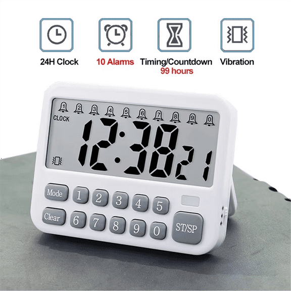 Digital Kitchen Timer 10-Alarms Clocks