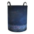 thumbnail image 2 of Balery Retro Blue Glitter Round Laundry Basket with Handles Waterproof Freestanding Laundry Hamper for Clothes Toys in the Dorm and Family-Small, 2 of 8