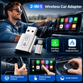 thumbnail image 2 of Wireless Carplay Adapter, TERUNSOUl 2 in 1 Apple CarPlay and Android Auto Adapter Convert Wired to Wireless Dongle for Apple Android, Plug and Play Dongle for iOS 10+ & Android 10+,Silver, 2 of 10