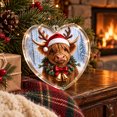 thumbnail image 6 of Tyidzon Highland Cow Christmas Ornament, Heart Shape Flat Acrylic Print for Highland Cow Lovers and Tree Decoration, 3.15 in, 6 of 7