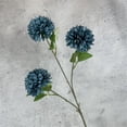 thumbnail image 4 of 1 Pc Fake Artificial Pompon Mums Flowers Indoor with Long Stems Ball Chrysanthemum Faux Silk Flowers for Vase Floral Arrangement for Spring Home Decor Centerpieces, 25.59 Inch, Haze Blue, 4 of 4