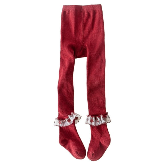 Zshosam Tight for Kids:Winter Warmth Leggings with Footed Design for Girls(Red,L)
