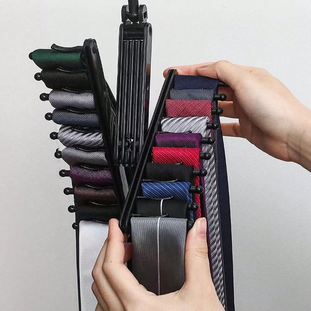 CHOK Japanese Style Tie Rack & Belt Organizer With Storage A Multi-Functional Clothes Hanger Hook For Home Scarf & Silk Scarf Hanger