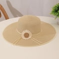 thumbnail image 2 of Clossjun Solid Straw Wide-Brim hat with Daisy Decor, UV-Protective, Lightweight for Trips., 2 of 7
