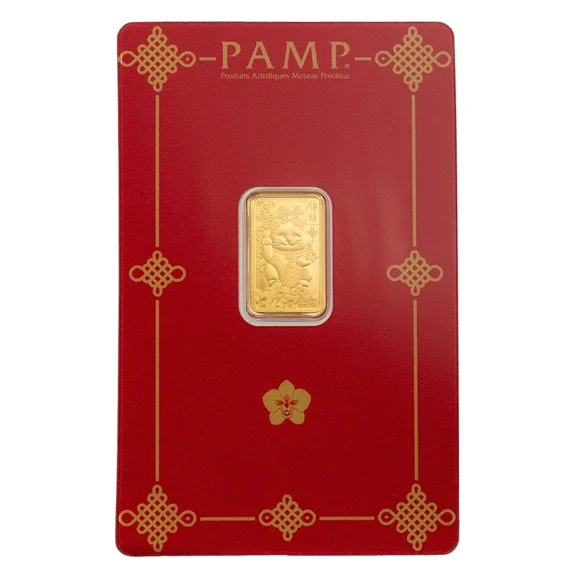Pamp Suisse Lucky Cat 2.5 Gram Gold Bar - w/ Assay & Sleeve