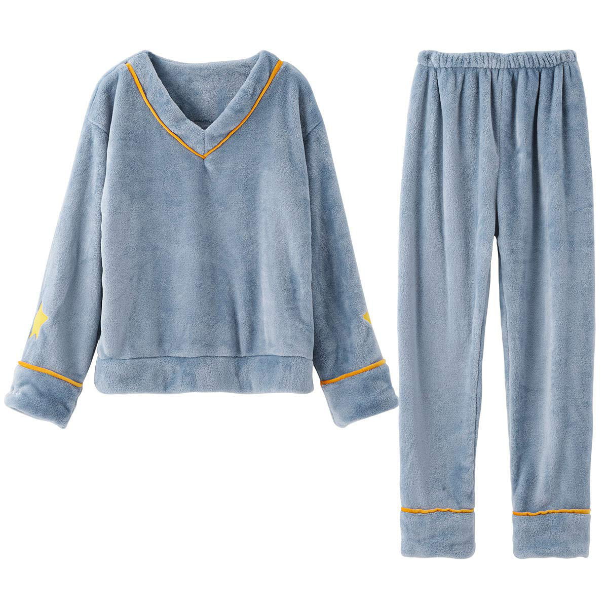 Womens' Pajamas Set Pyjamas,Warm Winter Fleece Long Sleeve Button Up ...