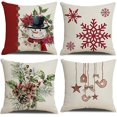 thumbnail image 1 of fundas de almohada navideñas con diseño de Papá Noel, árbol de Navidad, cuadradas, de lino, con cremallera (45,7 x 45,7 cm), 1 of 5