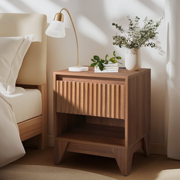 UPGO 1 - Drawer Nightstand With Charging Station, Versatile Side Table With Storage