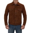 thumbnail image 2 of Outfit Craze Men Dark Brown Slim Fit Real Suede Leather Jacket (L), 2 of 4
