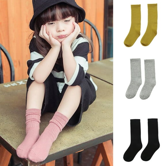 SPRING PARK Kids Girls Cotton Cute Socks Breathable Middle Tube Crew Socks