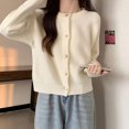 thumbnail image 2 of Nueva chaqueta tipo cárdigan de punto con cuello redondo para otoño e invierno para mujer, estilo coreano, suéter corto versátil de temperamento suave estilo Chanel, 2 of 5