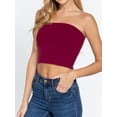 thumbnail image 3 of A2Y Women's Basic Sexy Cute Tube Strapless Cotton Tank Top Burgundy M, 3 of 4