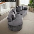 thumbnail image 5 of Aukfa 114" Curved Sectional Sofa Deep Seat Cloud Couch, 4 Pillows, No Assembly, Chenille, Gray, 5 of 10