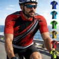 thumbnail image 2 of Yuanlook Men's Swirl Streak Graphic Zip Collar Short Sleeve Cycling Shirt, Moisture Wicking Lightweight Fitted Jersey for Long Distance Cycling & Weekend Outings S-5XL, 2 of 5
