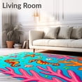 thumbnail image 2 of ODIKA 3'x5' Machine Washable Non-Slip Area Rug, Coral Reef Seahorse Non Slip Bath with Starfish Seashell Design High Traffic Rug with Pad, Blue, 681601, 2 of 8