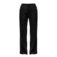 thumbnail image 2 of IDALL Linen Pants Women Petite Pants Women Casual Linen Cotton Drawstring Straight Leg Pants Lounge Pants Women Summer Pants Black 2XL, 2 of 8