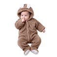 thumbnail image 2 of Mgmyaa Baby Fleece Romper Hooded Jumpsuit With Bear Ears Warm Winter Outfit For Infant Boys Girls 0-12 Months, 2 of 9