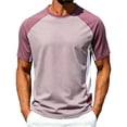thumbnail image 2 of Kalauyu Mens Athletic Short Sleeve Round Neck Cotton Blend T Shirts Two Tone Side Panel Soft Breathable Summer Daily Color Block Casual Gym Tees, 2 of 6