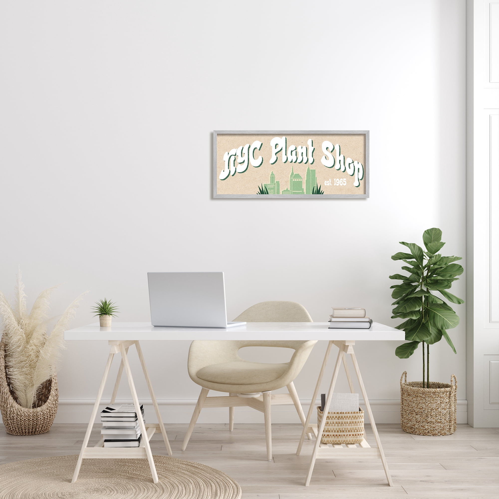 Stupell Industries NYC Plant Shop Green Grass Skyline Est. 1965, 30 x 13, Design by Daphne Polselli
