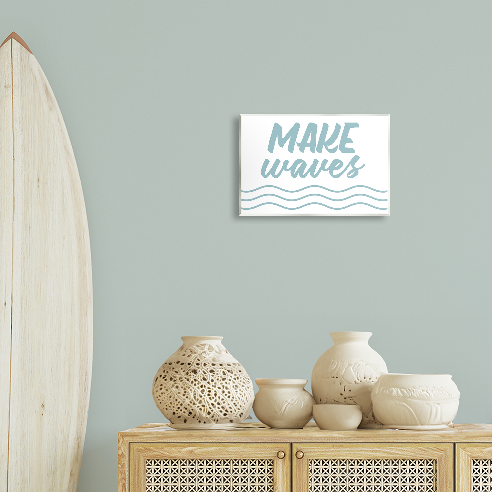 Stupell Industries Make Waves on White Typography Painting Unframed Art Print Wall Art, 15 x 10