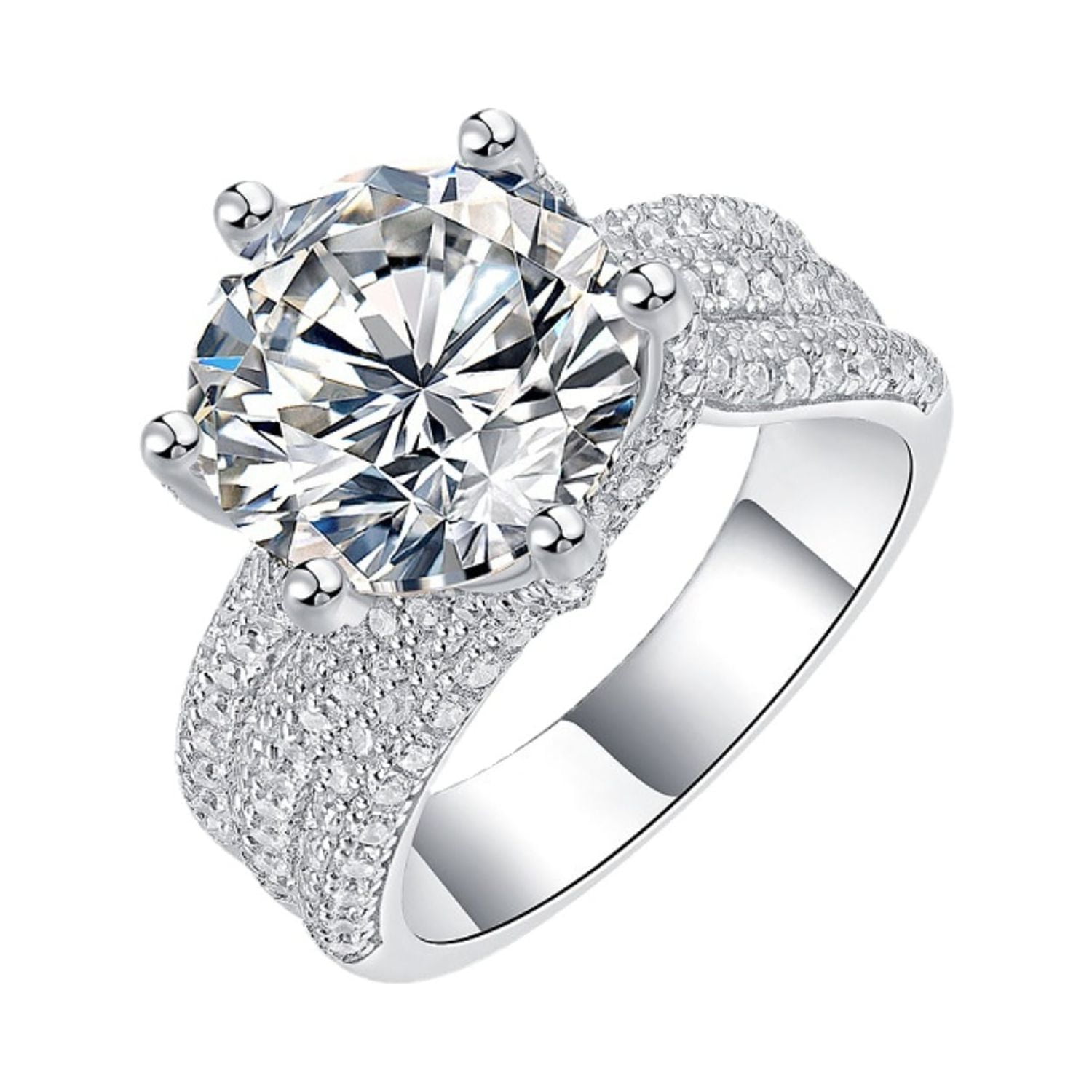 5ct Moissanite Engagement Rings for Women Round Cut D Color VVS1 Blue/Yellow/Pink Diamond Rings Moissanite Wedding Bands with Certificate
