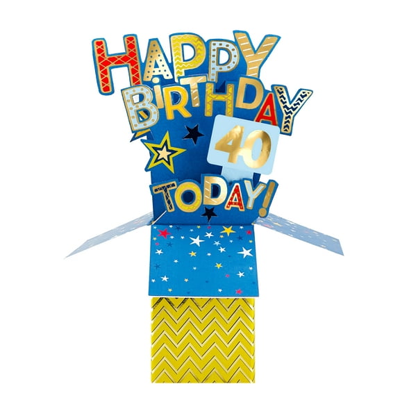 Clever Cube Pop Up Card - 40th - Happy Birthday