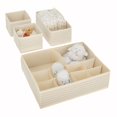 thumbnail image 6 of mDesign Fabric Nursery/Playroom Divided Drawer Storage Bin, 2 Pack, Taupe Stripe, 6 of 8