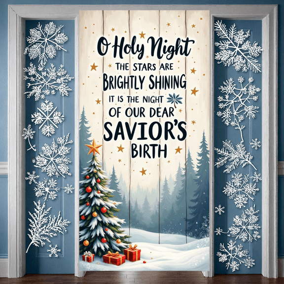 Decorative Design Christmas Banner Festive Decoration O Holy Night Holiday Celebration for Christmas Event Party Winter Decoration