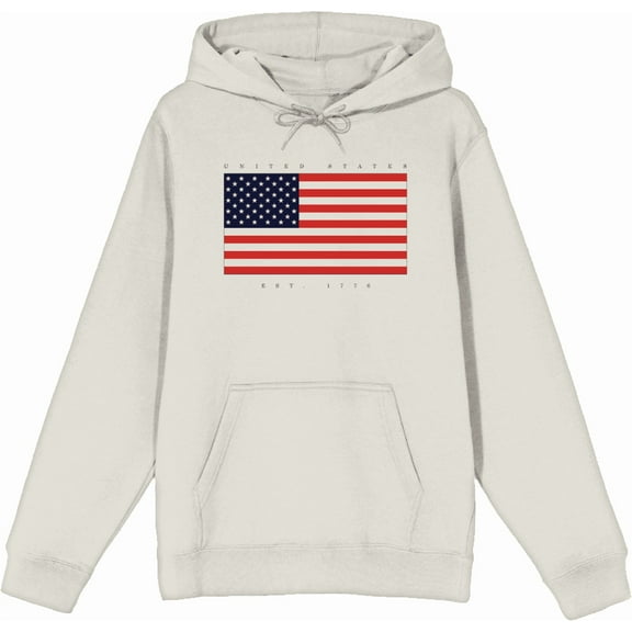 Americana United States Est 1776 Sand Adult Long Sleeve Hoodie-Large