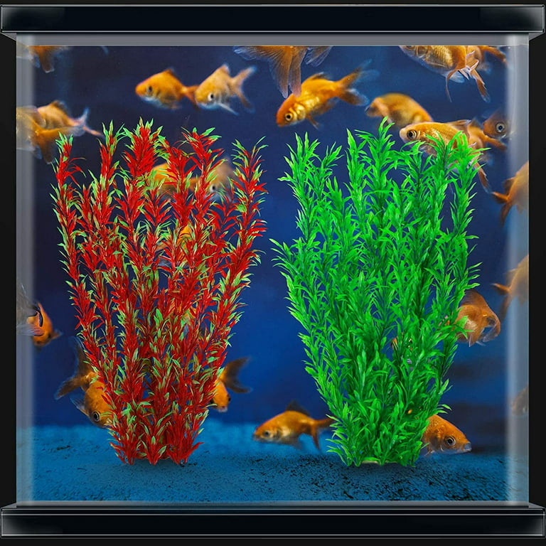 Large Aquarium Plants Artificial Plastic Plants, 2 Pack 21 inch Tall Fish  Tank Plants Simulation Fake Hydroponic Plants Decoration Ornaments for All