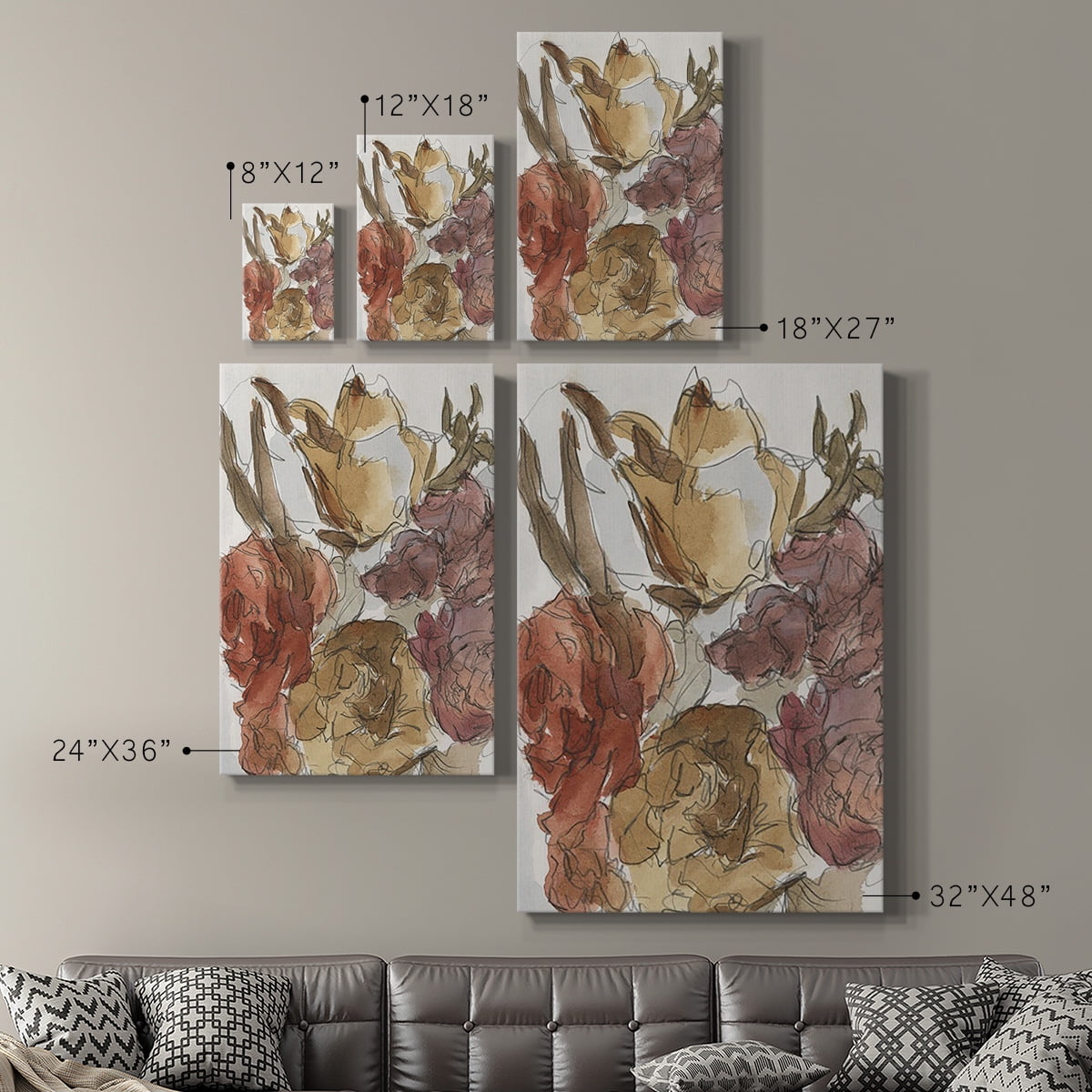 Cropped Floral Arrangement I Premium Gallery Wrapped Canvas - Ready to Hang