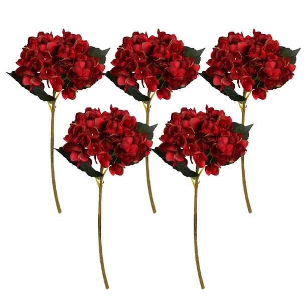Inteprter 5 unids/set sin riego amplia aplicación-guirnalda de flores artificiales de bajo mantenimiento para todas las estaciones sin Decoración Rojo brillante