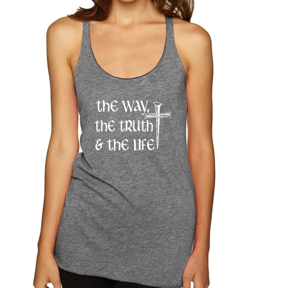 Wild Bobby The Way, The Truth & The Life Inspirational/Christian Women Tri-Blend Racerback Tank Top, Premium Heather, Medium