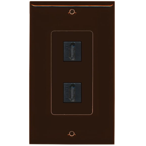 RiteAV - 2 Port HDMI 2.0 Decorative Wall Plate (Brown)