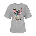 thumbnail image 3 of UPPADA Femmes Joyeuses Easter T-Shirt Bunny Rabbit T-Shirt Graphique Manches Courtes Lettres Amusantes Imprimées Chemises Manches Courtes Col Rond Tuniques Hauts Gris,TTG, 3 of 5